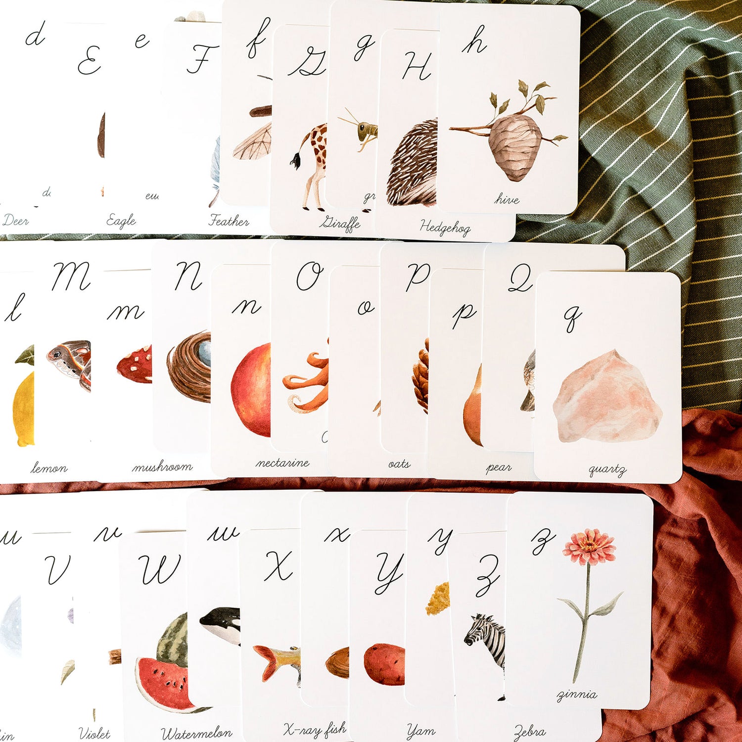 Wonder of Nature Alphabet Cursive Cards