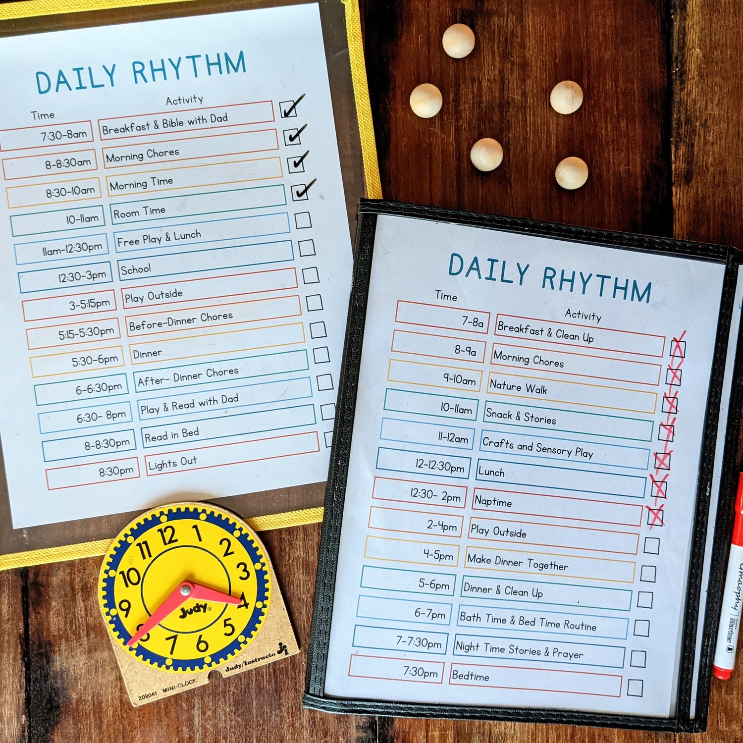 editable daily rhythm checklis
